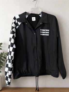 Vans Black Jacket with White Checkerboard Sleeve